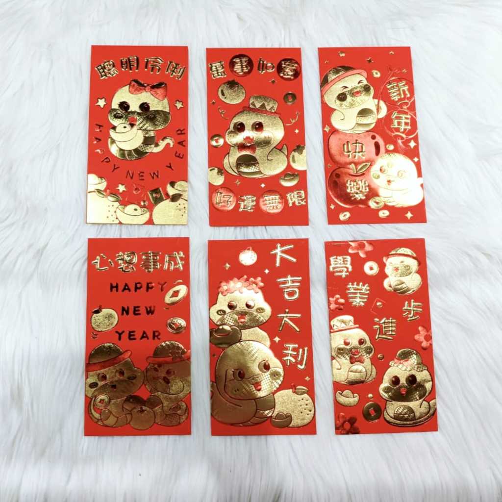 

Angpao Imlek Shio Ular 4137 Ukuran Besar Dove Emboss Emas Import Isi 6 Lembar