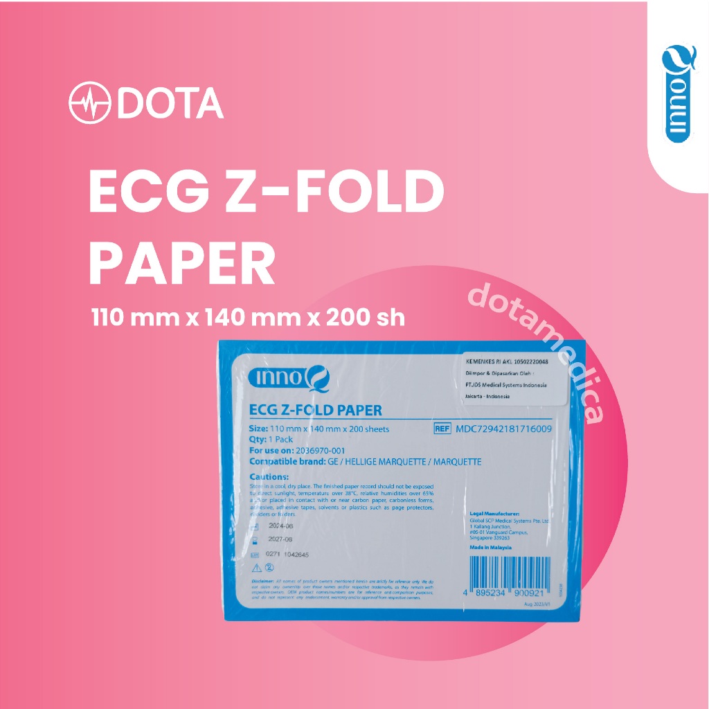 Kertas EKG / Thermal Paper / ECG Z Fold Paper 110mm x140mm x 200sh GE / Hellige Marquette / Marquett