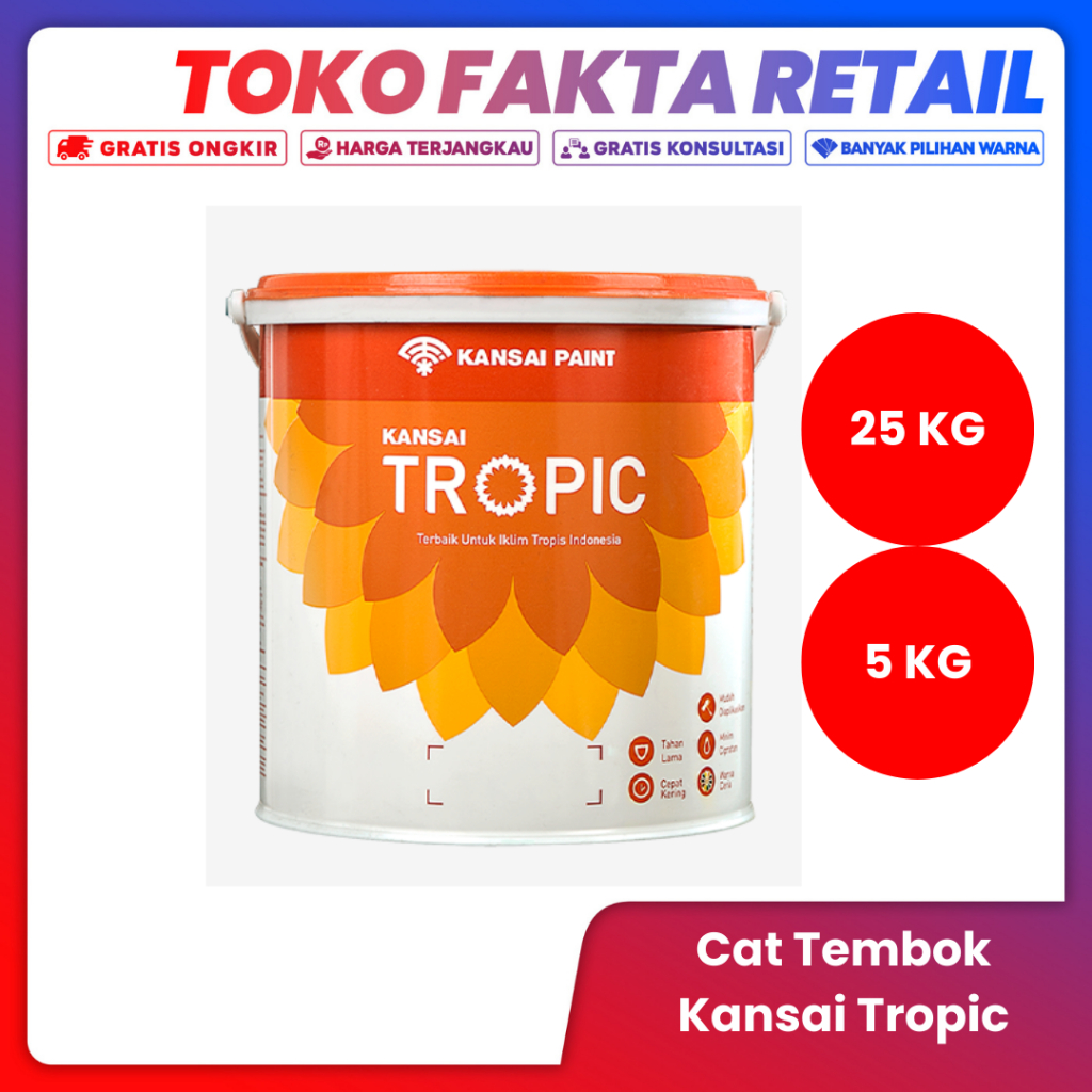 Cat Tembok Kansai Tropic 5 kg dan 25 kg Murah Cat Interior Exterior dinding Rumah