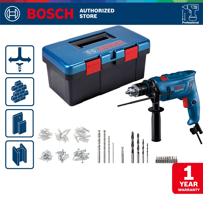 Bosch Impact Drill Kit / Bor Impact Listrik Set 600W 13MM GSB 600 FISHERMAN BOX