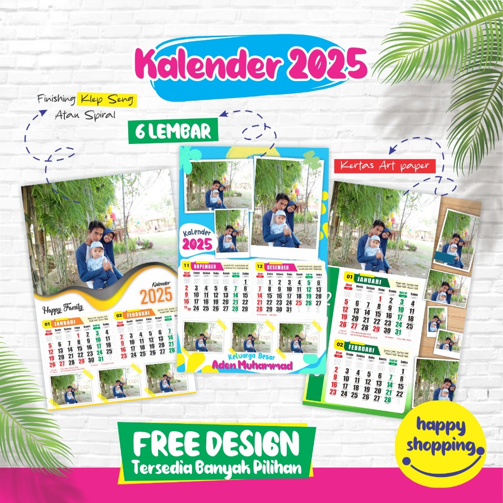 

KALENDER DINDING 2025 // 6 Lembar // custom foto