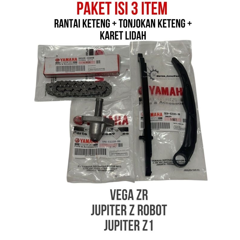 Paket Tensioner Rantai Keteng + Tonjokan Keteng + Karet Lidah Yamaha Vega ZR Jupiter Z Robot Jupiter