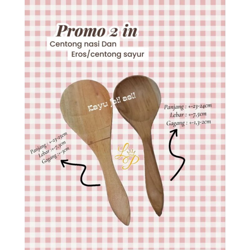 Centong nasi dan Eros sayur bahan kayu jati asli