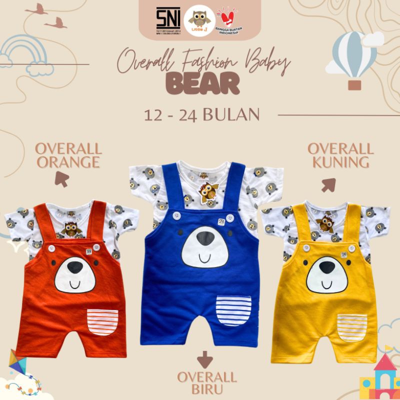 Little J - Overall Bayi Bear Laki Laki 12 24 Bulan / Setelan Overall Anak Bayi Laki Laki Karakter Lu
