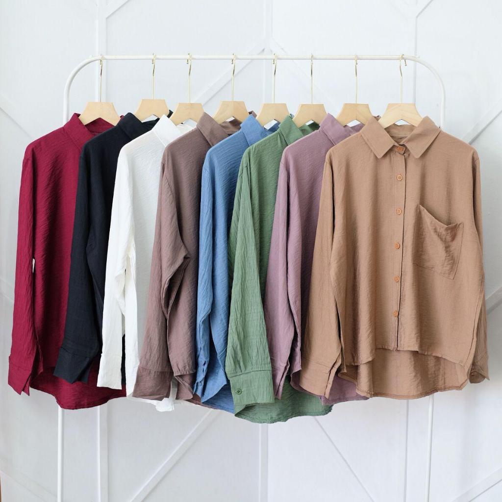 Baju Atasan Blouse Blus Tunik Tunic Wanita Korea Korean Style Lengan Panjang Busui Friendly Muslim M