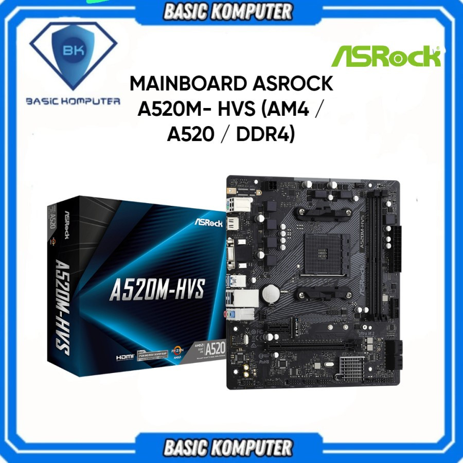 MAINBOARD ASROCK A520M- HVS (AM4 / A520 / DDR4)