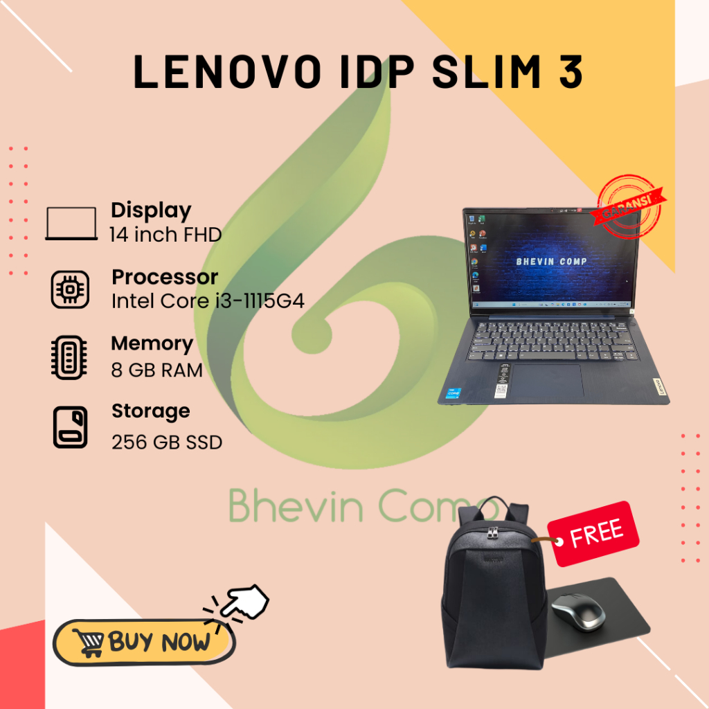 LENOVO IDP SLIM 3 INTEL CORE i3-1115G4 RAM 8GB SSD 256GB