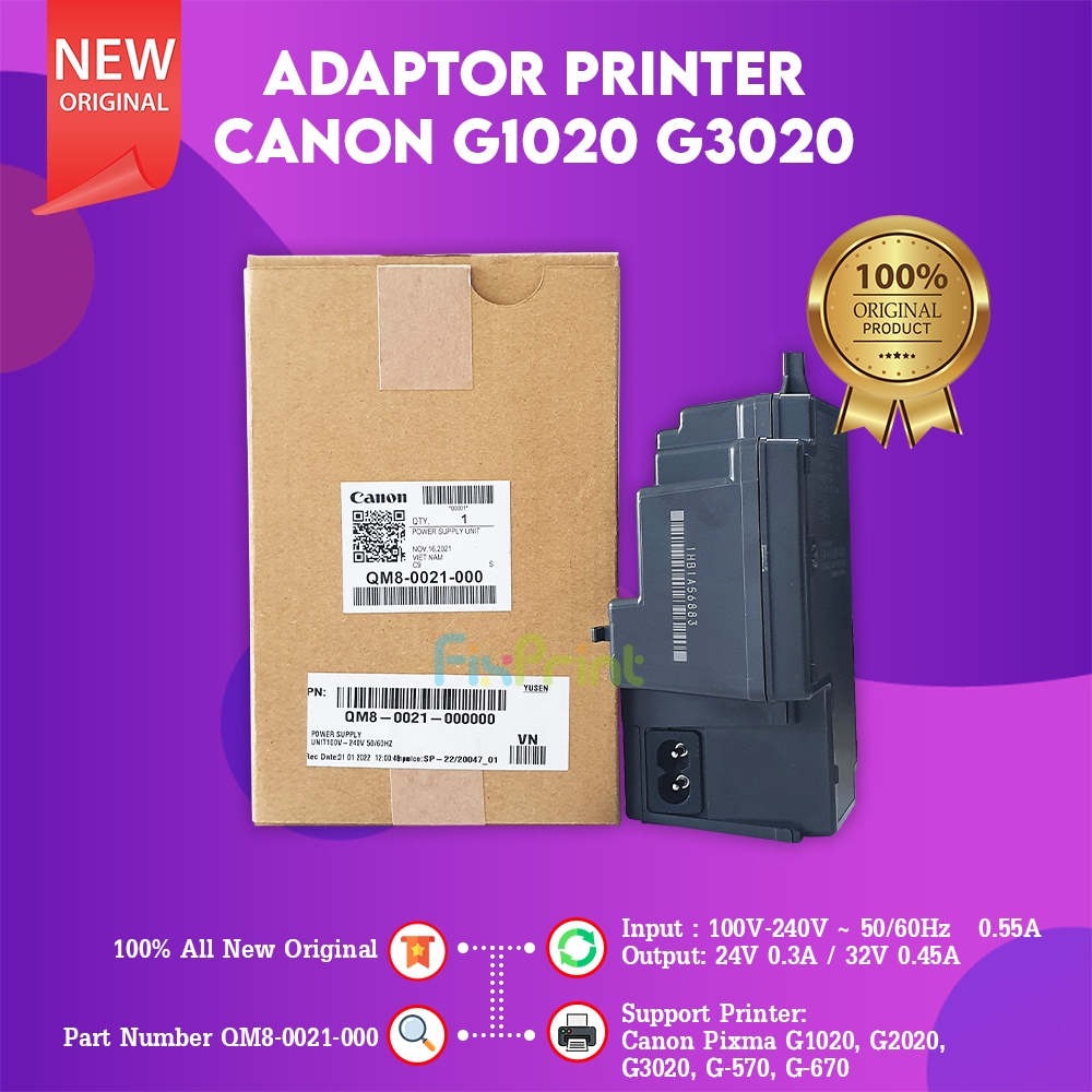 FixPrint Adaptor Power Supply Printer Canon G1020 G2020 G3020 G570 G670 G-1020 G-2020 G-3020 G-570 G