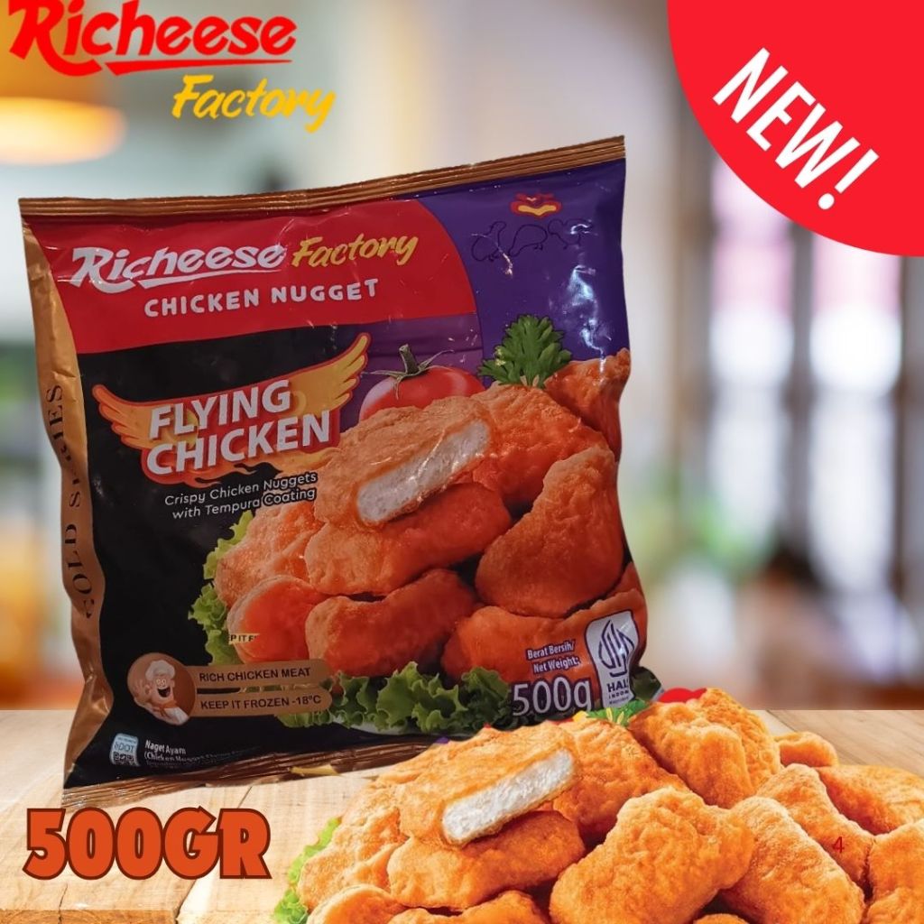 

RICHEESE FACTORY (FLYING CHICKEN) CRISPY CHICKEN NUGGETS WITH TEMPURA COATING 500GR