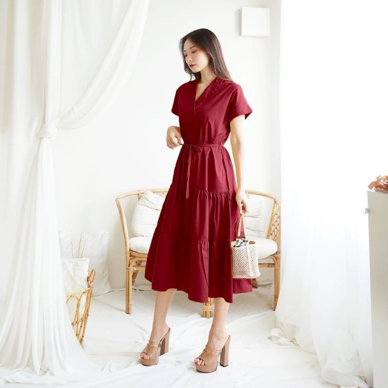 CAROLIN DRES/DRES WANITA TERBARU/DRES POPLIN/DRES NATAL