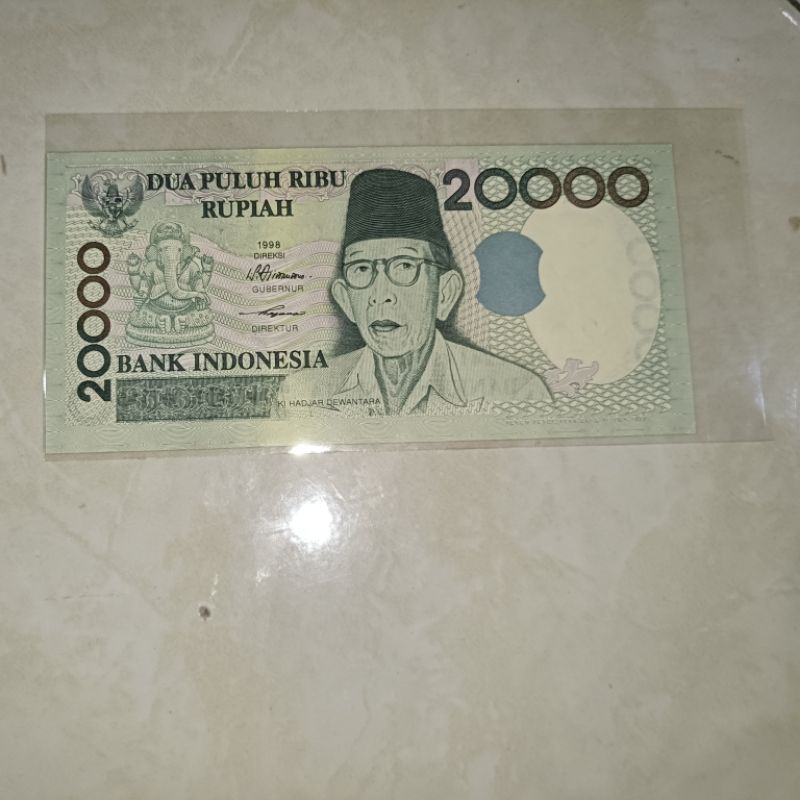 uang 20000 / Dua puluh ribu rupiah Ki hadjar Dewantara tahun 1998 asli unc