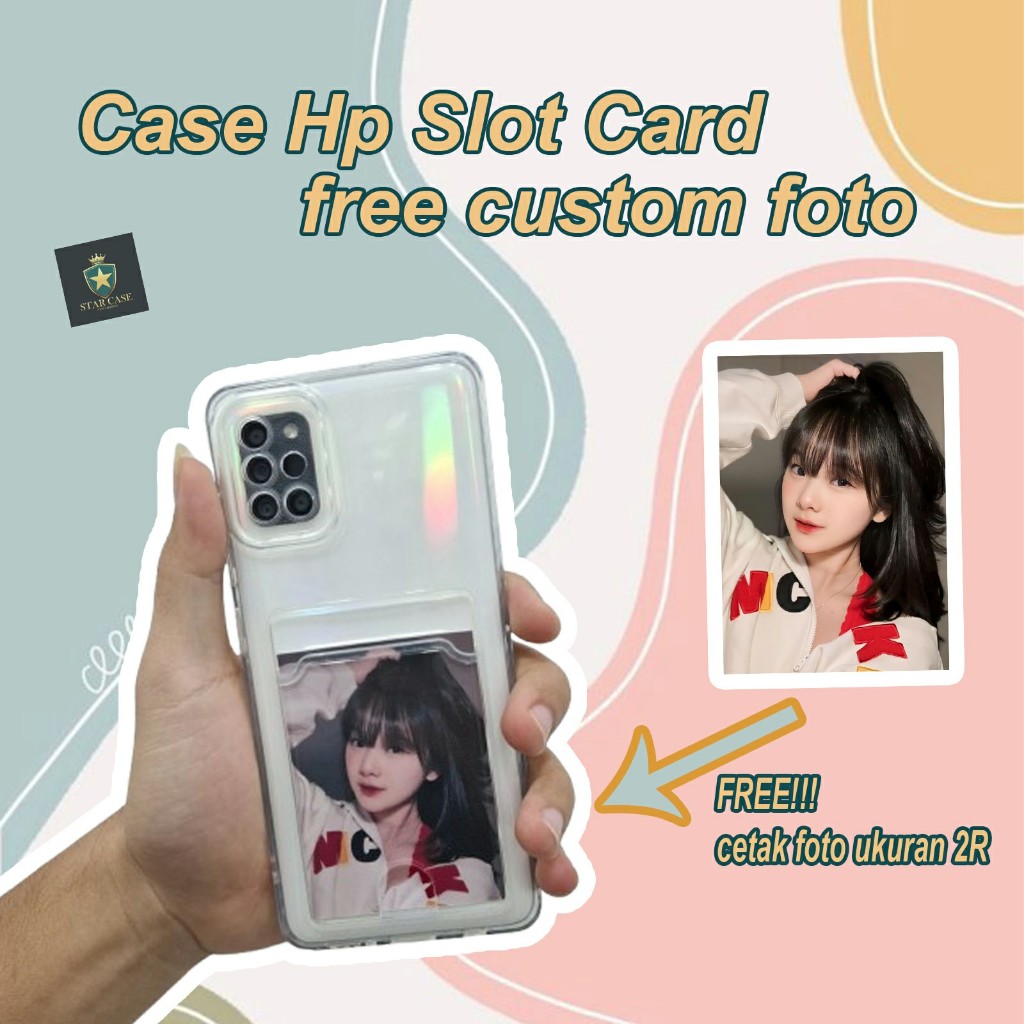 Case Slot Card Free Custom Foto Sendiri Untuk Tipe Hp OPPO A60 A3X 2024 RENO 12 5G A5 2020 RENO 11F