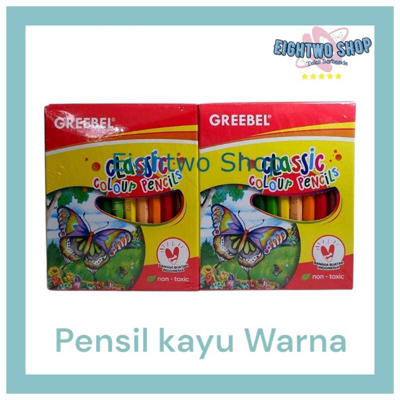 

-EIGHTWOSHOP- Pensil Kayu Warna Pendek Murah Greebel Isi 12 pcs