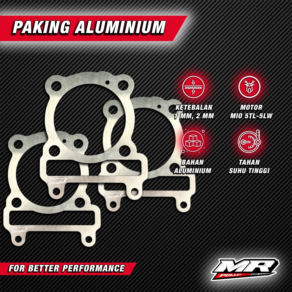 Paking Blok Aluminium Mio Sporty Mio Smile Mio 5TL 1 mm/2 mm Mrpulley Original