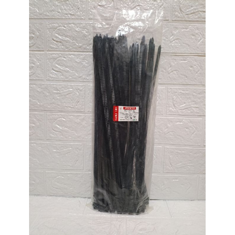 

Kabel Ties / Cable Tie / Kabel Tis 7.6 x 400 mm Hitam Phoenix Tebal 100pcs Panjang 40cm