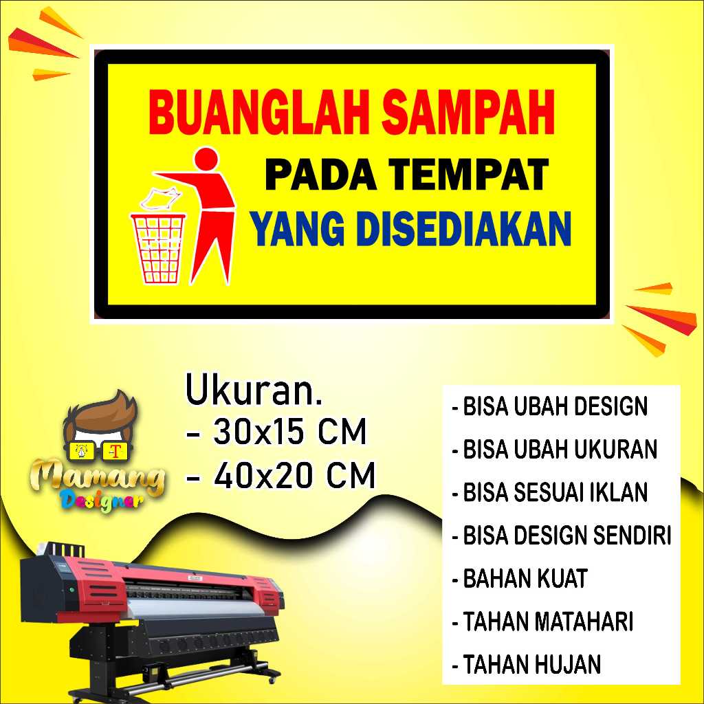 

Sticker Tempelan Kata Kata Buang Sampah Bahan Glosy Kuning