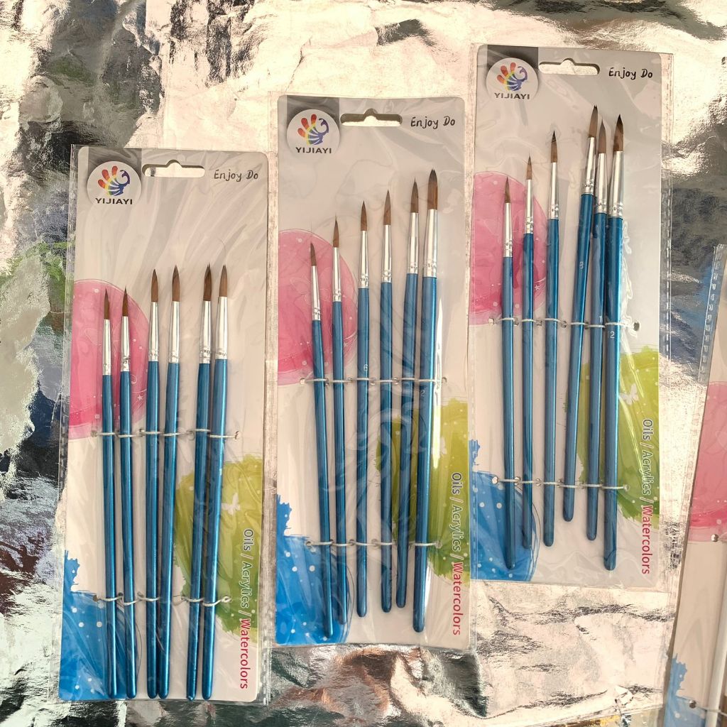 

6pcs/Set Kuas Lukis Set Kuas Lukis yijiayi Kuas Cat Air Watercolor/Oils/Acrylics Brush Paint Brush