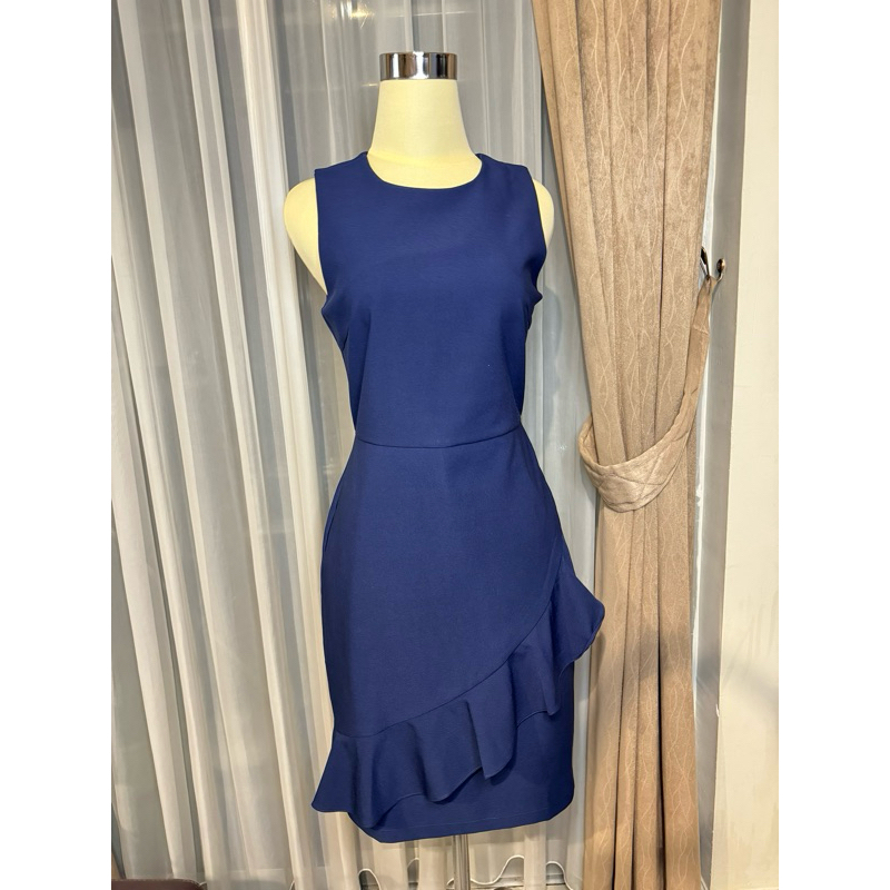 dress wanita biru