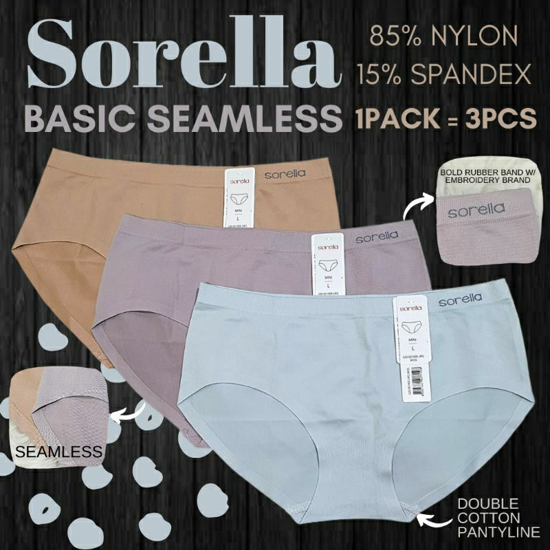 sorella basic seamless panty pack/celana dalam wanita branded jumbo murah