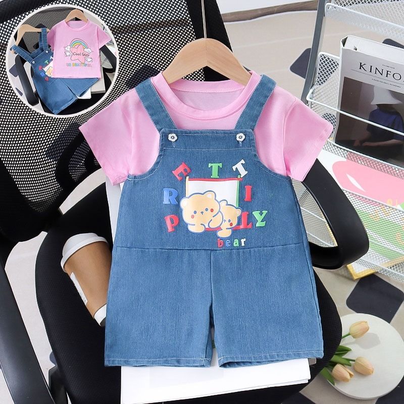 Set Overall Fashion Anak Perempuan Cool Girl Usia 1-4Tahun // Set Overal Murah Meriah