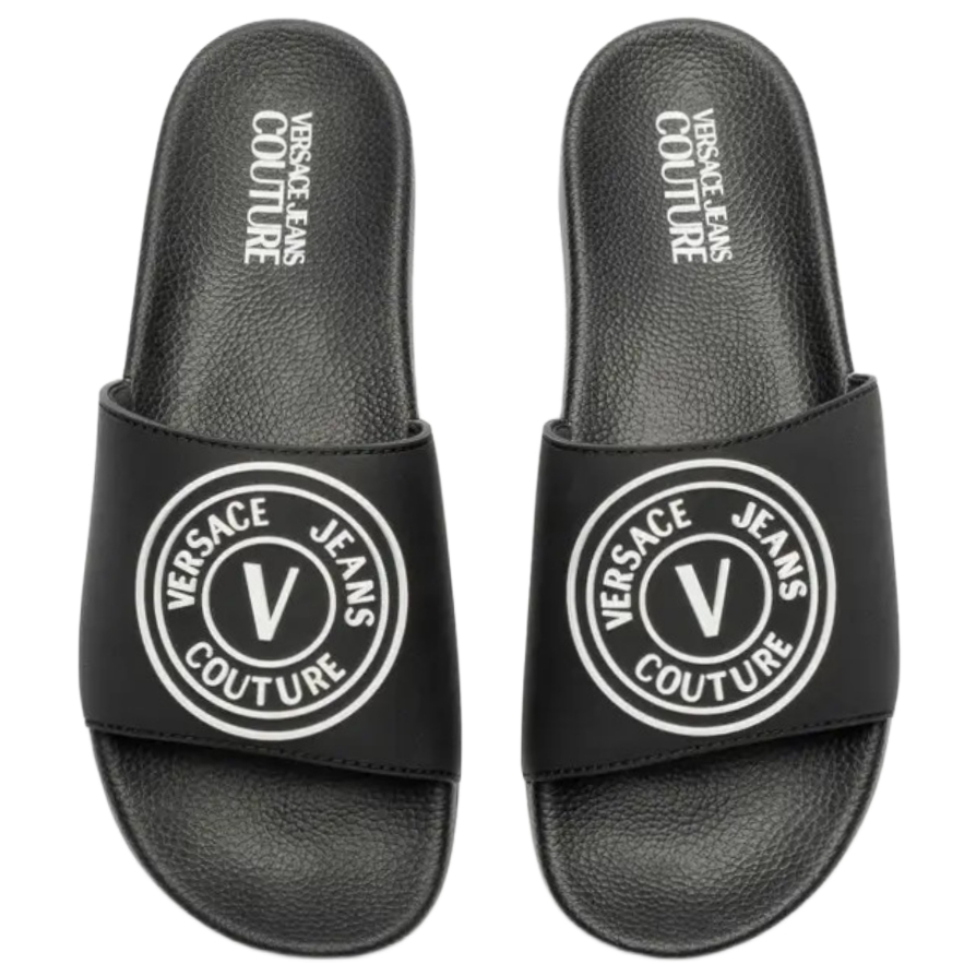 Versace Jeans Couture V Emblem Black Slide / Sandal Branded Original