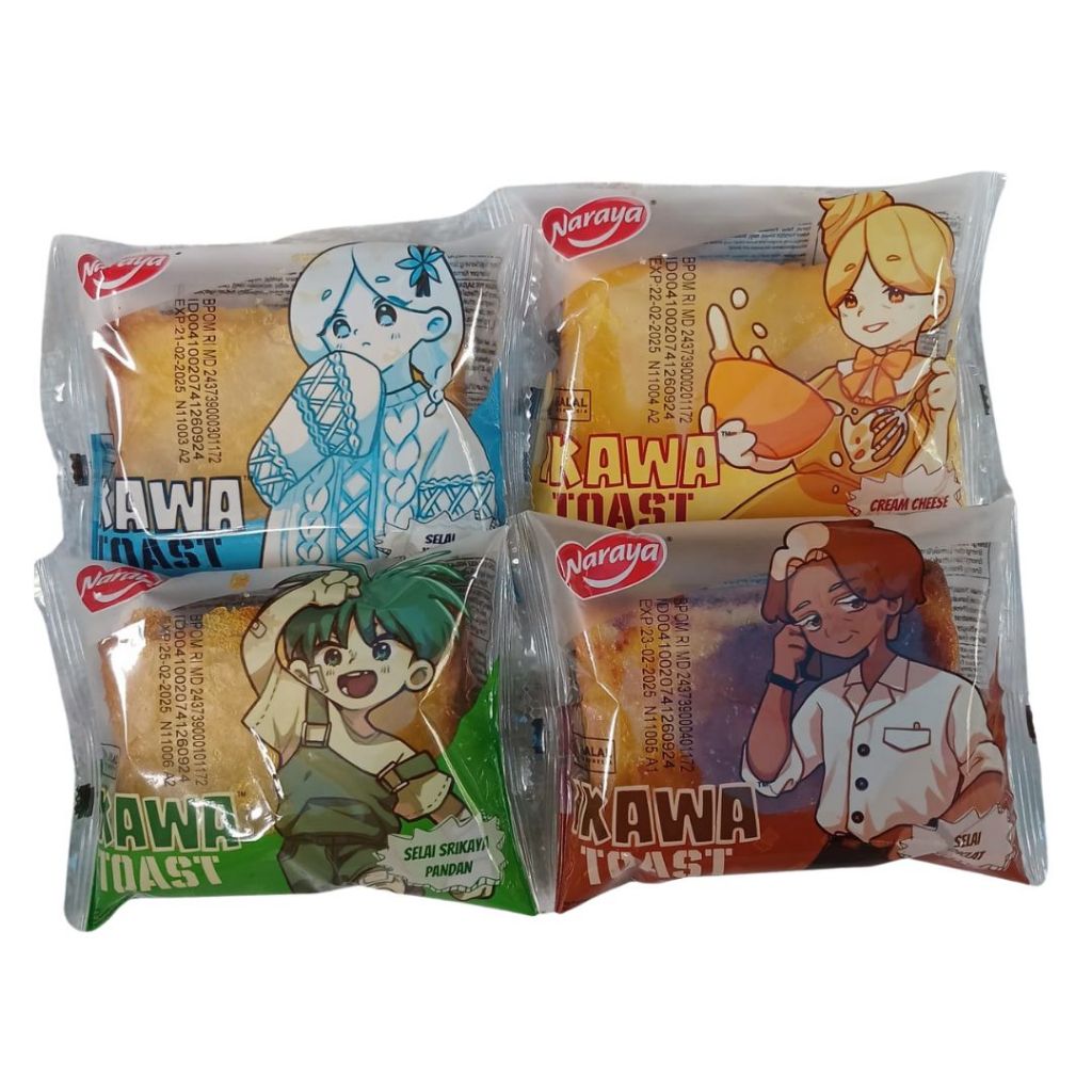 

Naraya Ikawa Toast 60gr Roti Panggang isi Varian Rasa Srikaya Pandan / Keju / Coklat / Vanilla