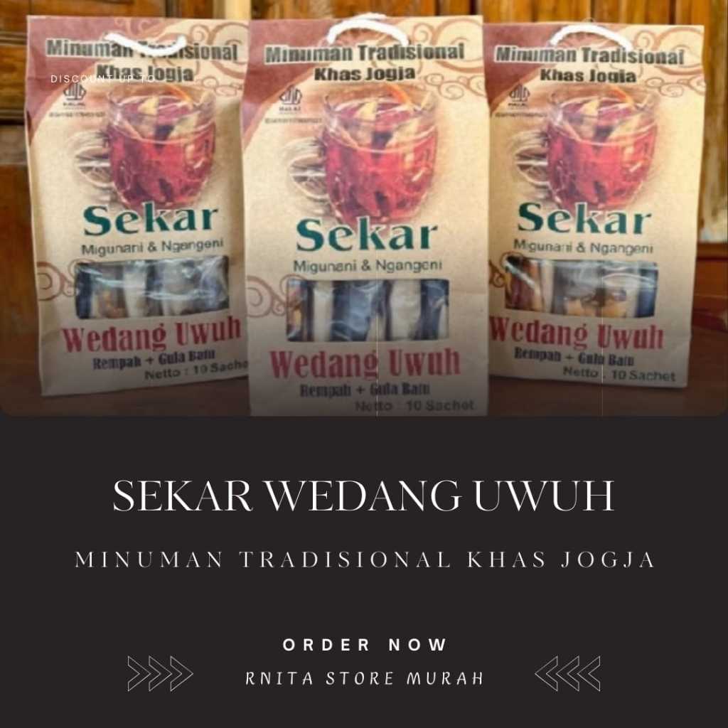 

WEDANG UWUH SEKAR MIGUNANI & NGANGENI. KEMASAN TAS ISI 10 SACHET (REMPAH&GULA BATU)