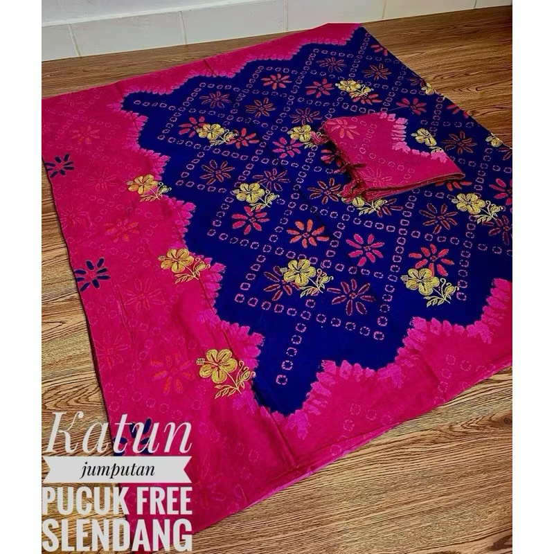 KAMEN KATUN MOTIF ENDEK JUMPUTAN SET SELENDANG//KAMEN KATUN JUMPUTAN SET SELENDANG