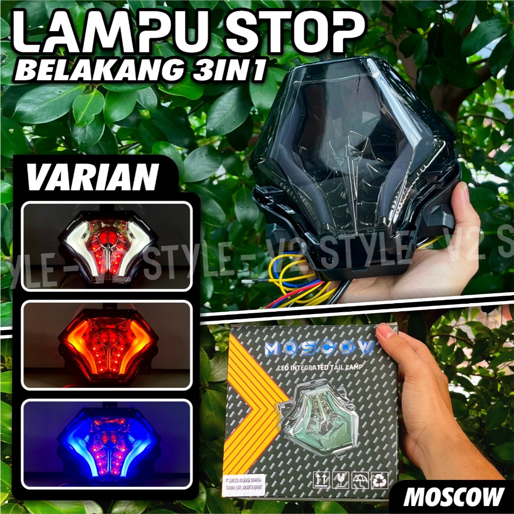 LAMPU 3IN1 STOPLAMP LED REM SEIN SENJA BIRU MERAH PUTIH ORIGINAL MOSCOW PNP NINJA R3 R25 Jupiter MX 