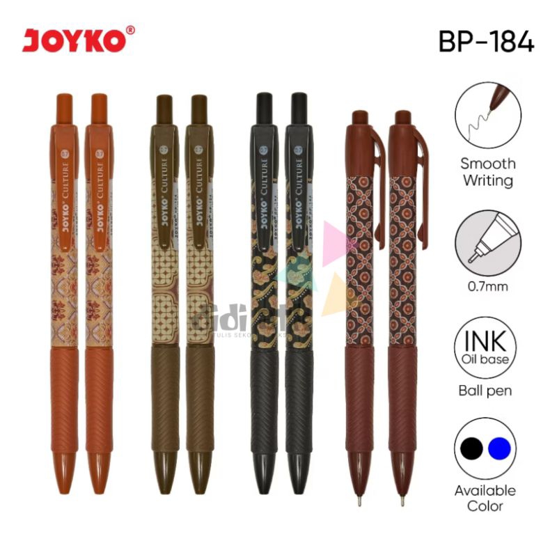 

Ball Pen Pena Pulpen Joyko Culture BP-184 Warna Hitam 0.7mm 1 Pcs