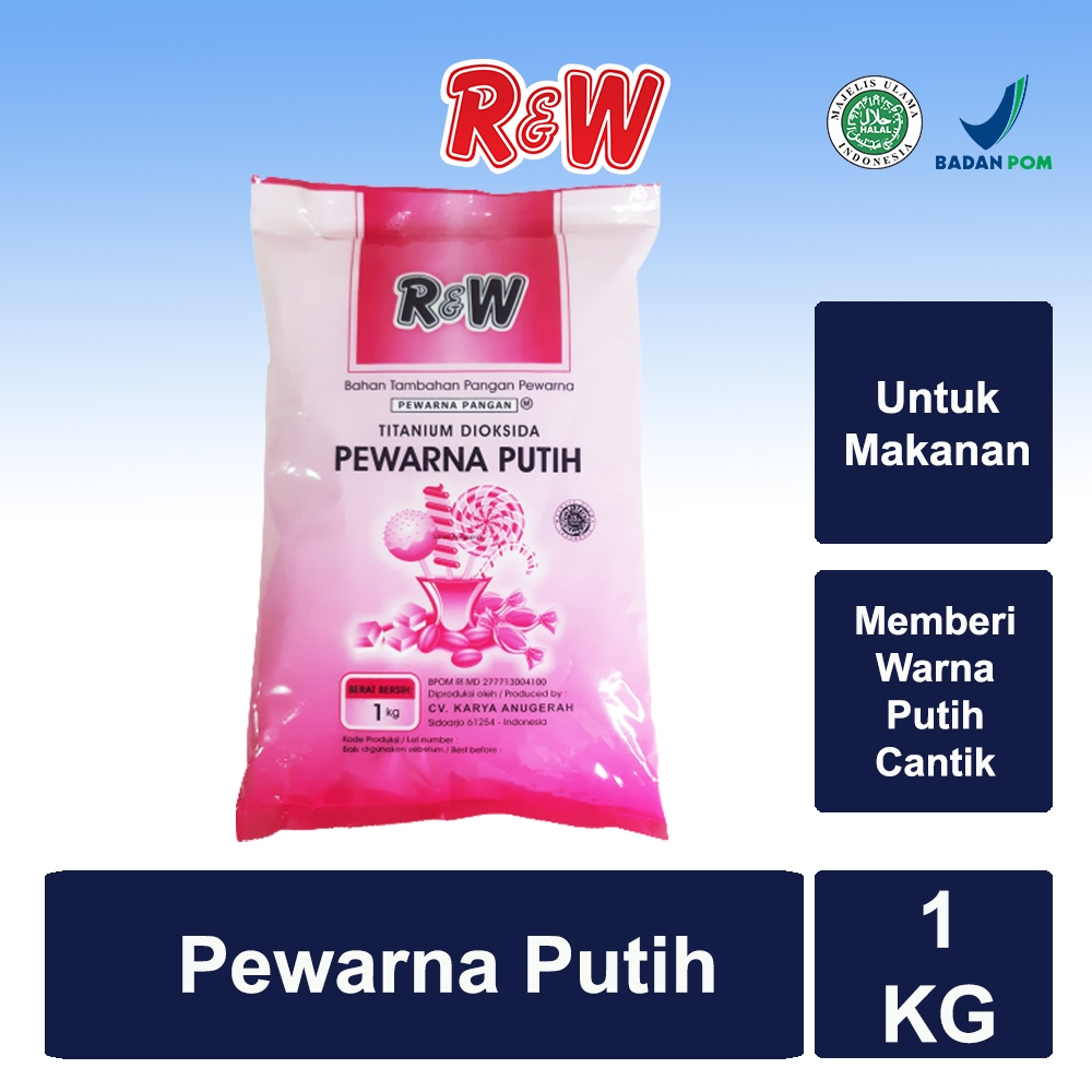 

Pewarna Putih Pemutih Makanan Rajawali R&W RW Ukuran 1kg Baking Bahan Kue