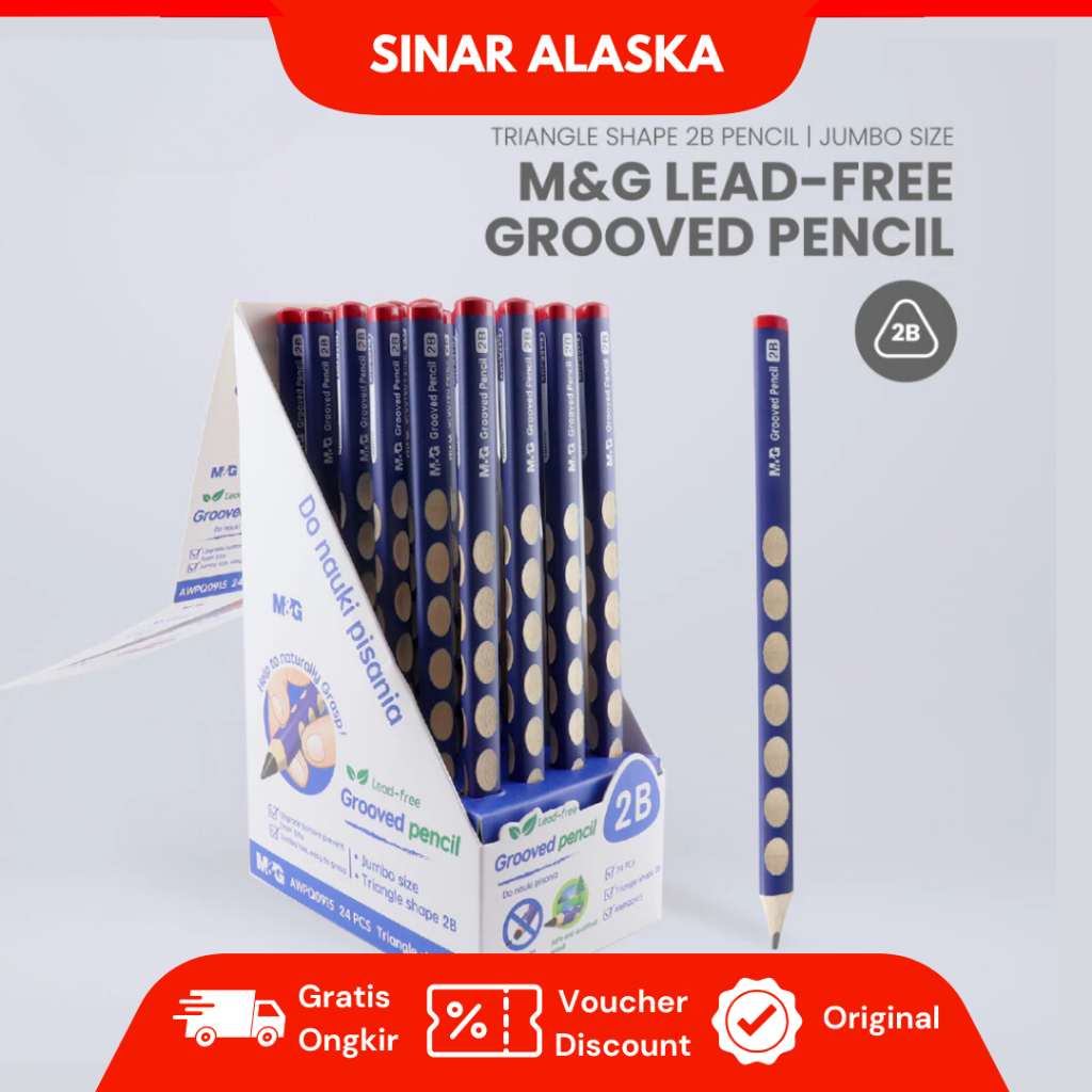 

Pensil Anak Sekolah/ Pensill 2B Design Bolong / Pensil Sekolah Jumblo M&G