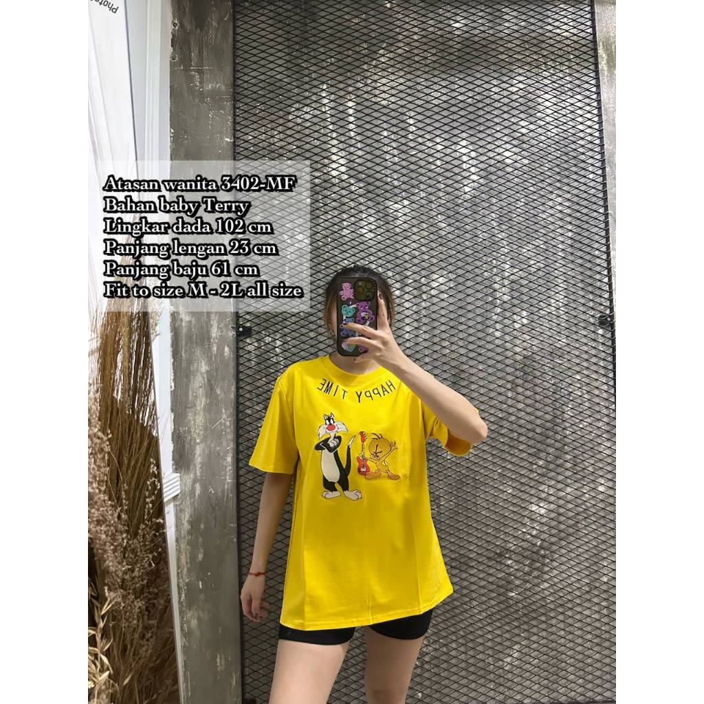 KAOS 3402-MF2 ATASAN KAOS KATUN SPANDEX IMPORT BORDIR LENGAN PENDEK LD 102 FIT M-XXL BISA COD