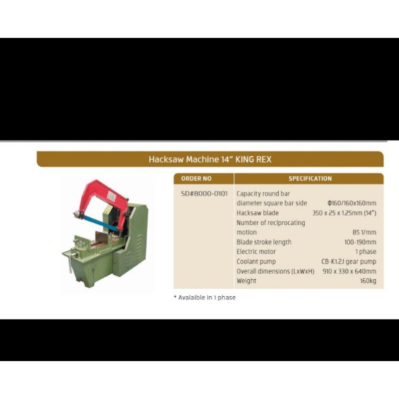 Hacksaw machine 14" KING REX