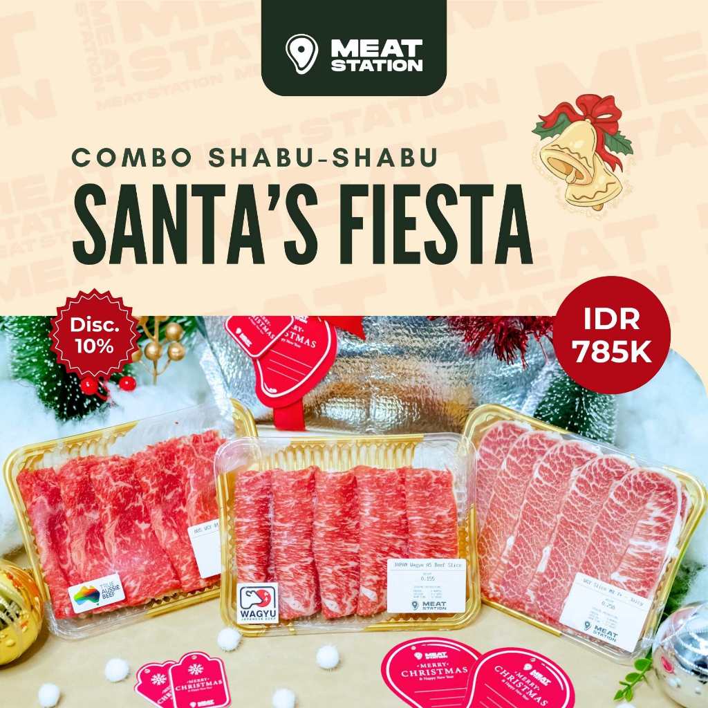 

Combo Christmas SANTA'S FIESTA Shabu-Shabu Package for 2-4pax / Beef Slice / Beef Import