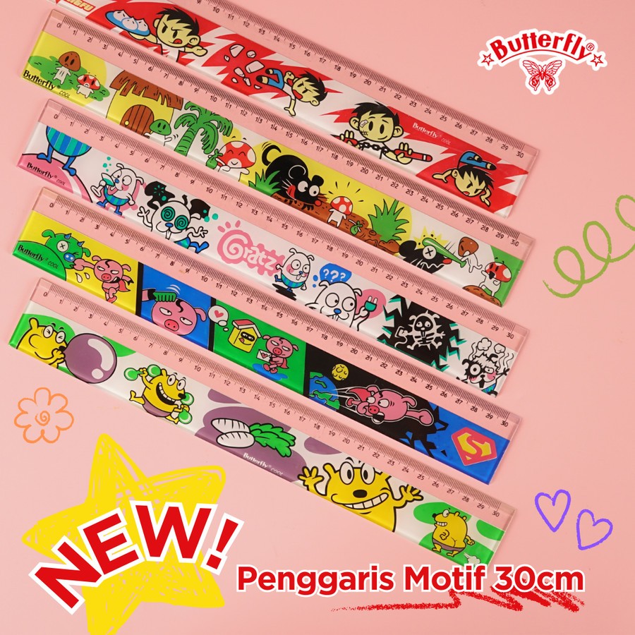 

Penggaris Butterfly 30 CM Motif - BT COOL