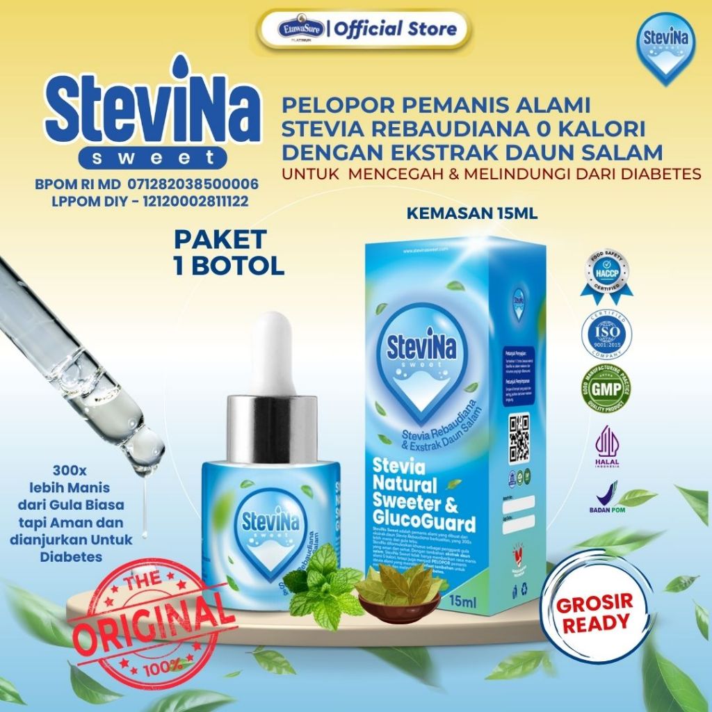 

Stevina Sweet Stevia Alami 0 Kalori Plus Herbal Daun Salam Untuk Mencegah Diabetes 1 Botol 15ml/BOTOL