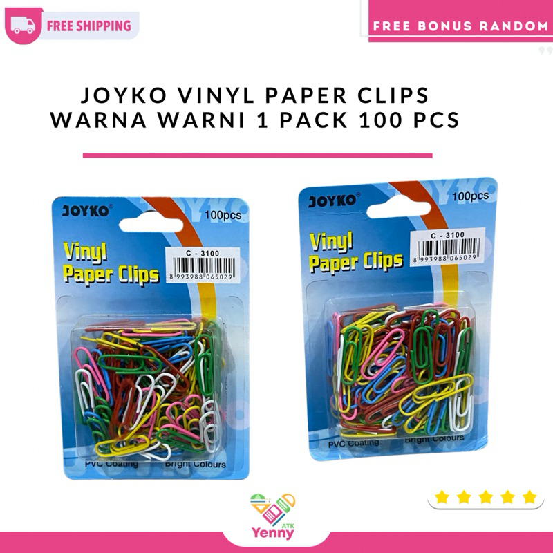 

Joyko Vinyl Paper Clips Warna Warni 1 Pack 100 Pcs