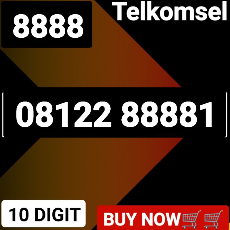Kartu Perdana Nomor Cantik Telkomsel Simpati 10 digit 08122 88881 kwarted 8888