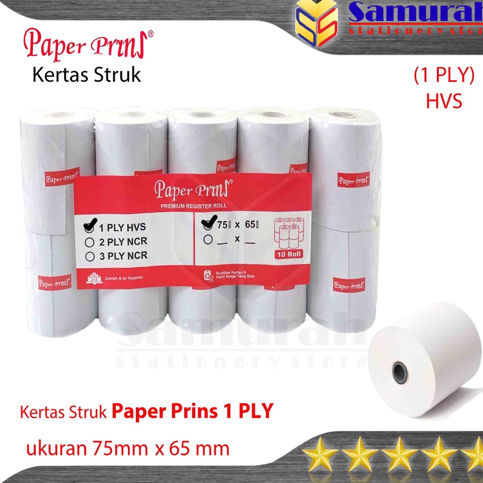 

us Best Product Kertas Struk Kasir Rol PaperPryns 75 x 65 mm Kertas Print Roll Paper Prins 75X65 mm 1 Ply HVS 72