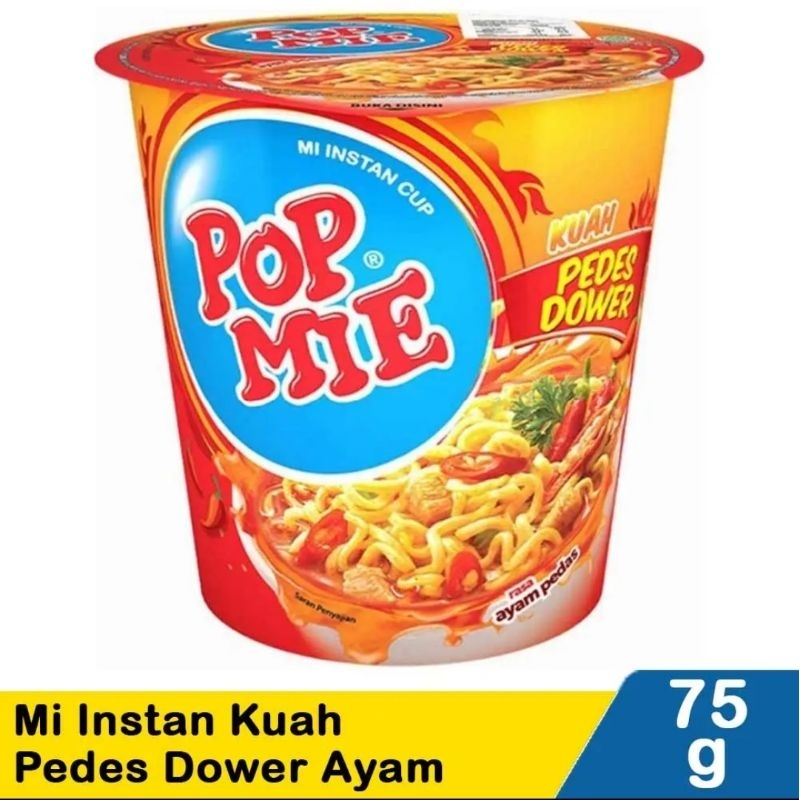

mie instan cup pop mie kuah pedas dower rasa ayam pedas 75 gram