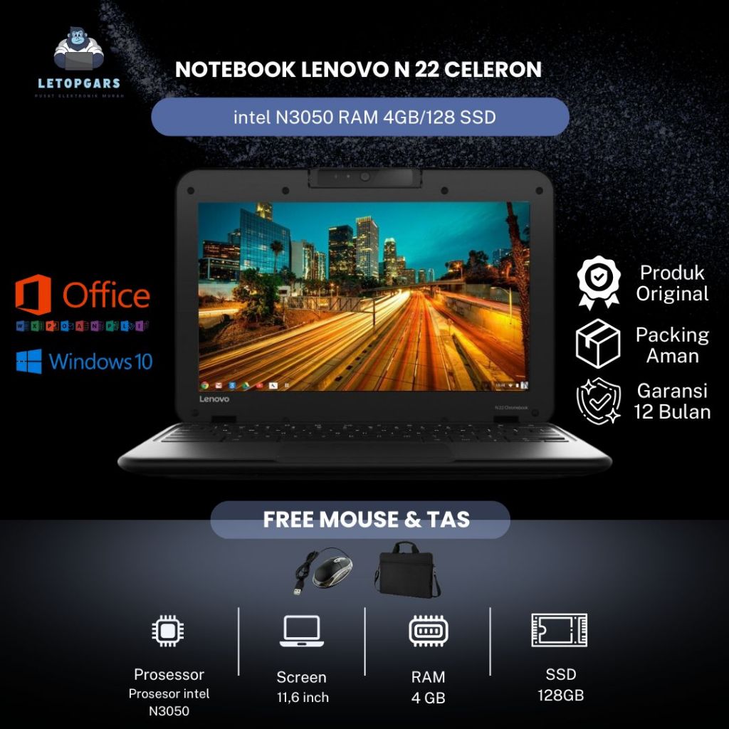 NOTEBOOK LENOVO N 22 CELERON RAM 4GB/128