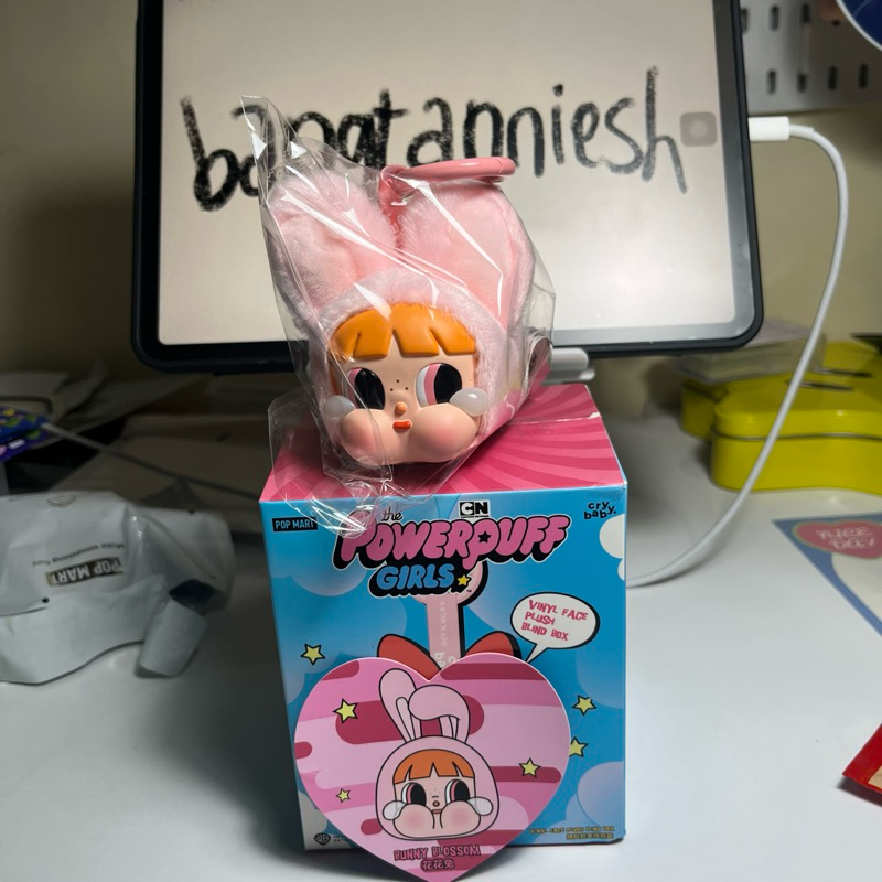 official opened pop mart cry baby x powerpuff girls vinyl face plush keychain bunny blossom buttercu