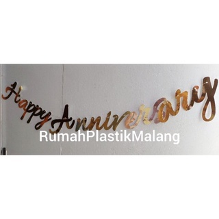 flag banner HAPPY ANNIVERSARY LETTER GOLD kertas gilap mengkilap emas tulisan selamat hari jadian pe