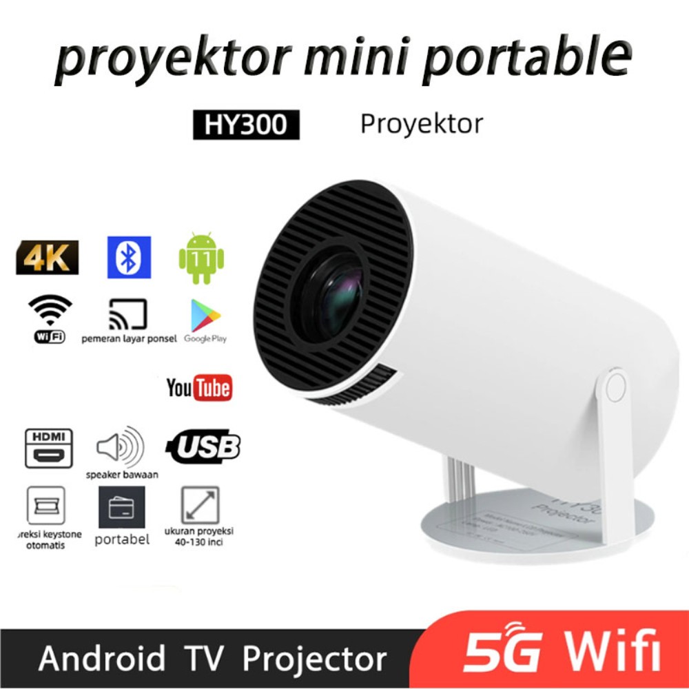 Proyektor Mini Android Portable Smart Projector/LCD TV 120 Lumens wifi Bluetooth Ultra HD Minimalis 