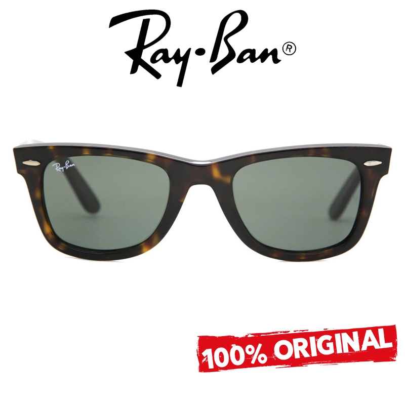 【Ready Stock】Kacamata Hitam Ray-Ban Original Wayfarer RB2140 Tortoiseshell Green Unisex Sunglasses