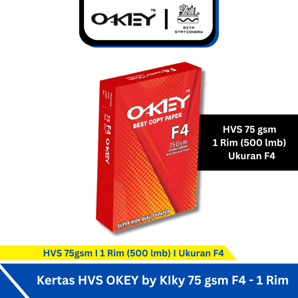 

Kertas HVS OKEY by Kiky 75 gsm F4 / FOLIO Murah - 1 Rim