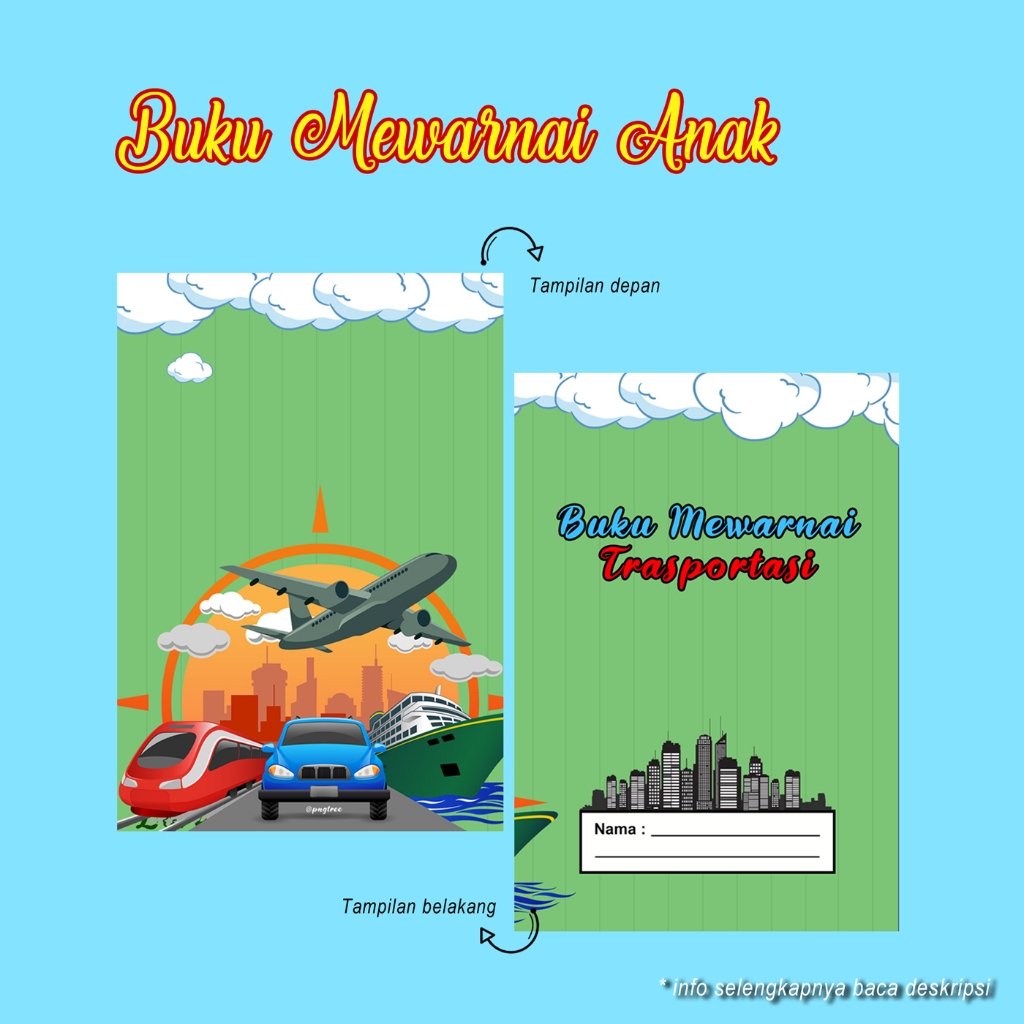 

Buku Mewarnai Anak Transportasi Buku Menggambar Ready Stok T1