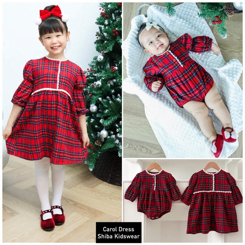 (3 Bulan - 7 Tahun) Christmas Dress Natal Anak Perempuan | Dress Merah Natal Anak Perempuan | Jumper