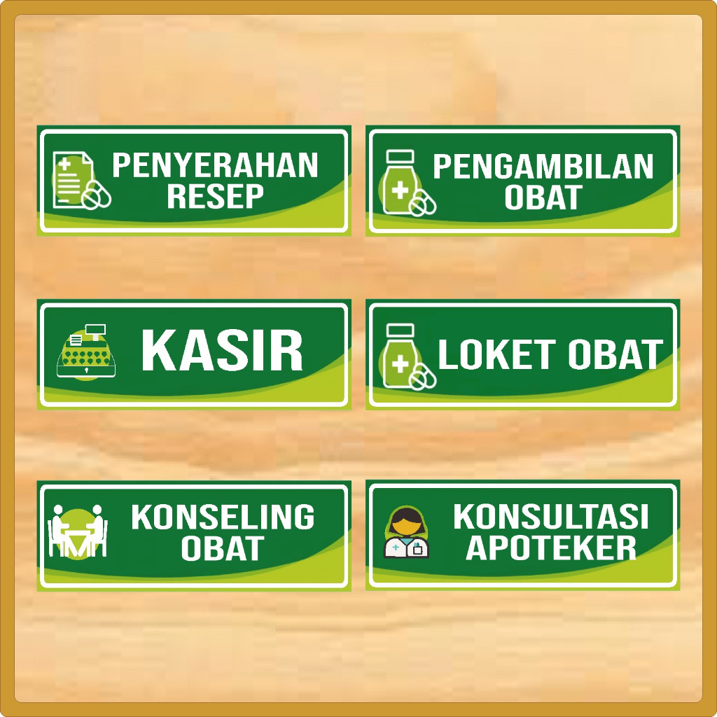 

Stiker Apotek, Sticker Farmasi, Stiker Penyerahan Resep, Stiker Pengambilan Obat, Stiker Konseling Obat, Stiker Kasir, Stiker Konsultasi Apoteker, Stiker untuk Apotek, Klinik dan Rumah Sakit